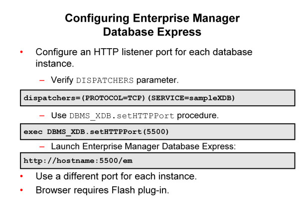 configuring entrprise manager database expres - oracle database