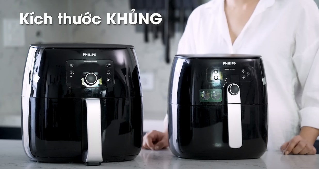 đây là chiếc nồi có kích thước to nhất trong dòng nồi chiên không dầu của Philips