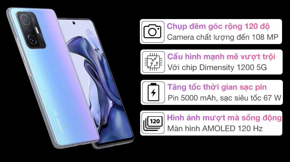 top 10 điện thoại pin trâu - Xiaomi 11T 8GB - 128GB